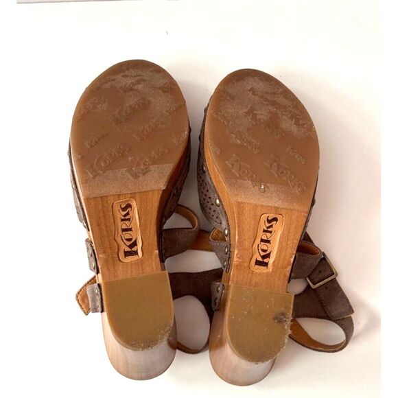 Korks Kork-Ease Size 8 Mary Jane Clogs Suede Leather Chunky Block Heels Boho - Picture 4 of 6